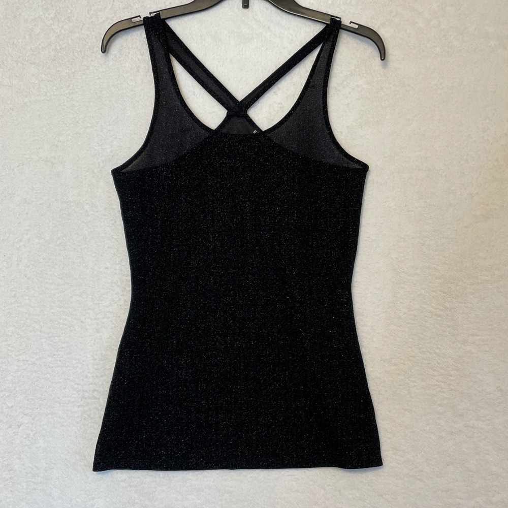 Express Black Sparkle Metallic Criss Cross Back Tank Top M